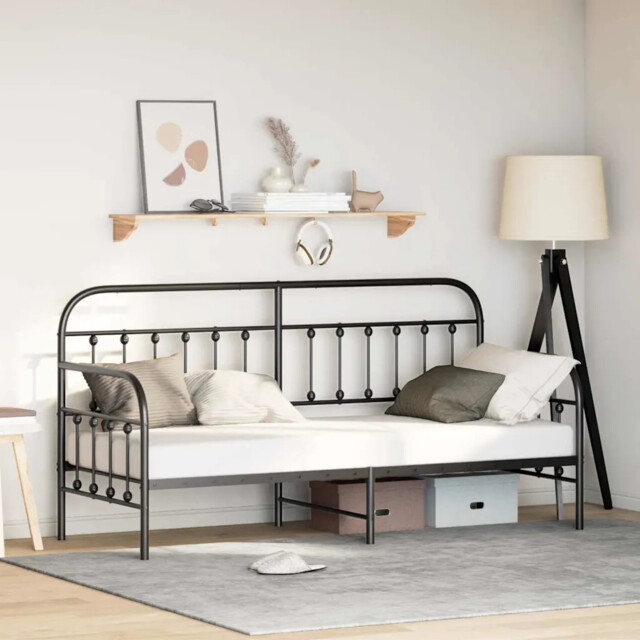 Daybed Frame With Headboard Black 75 X 190 Cm Steel Vidaxl