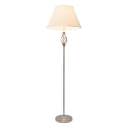 Floor Lamp Kingswood Traditional Satin Silver Barley Twist With Cream