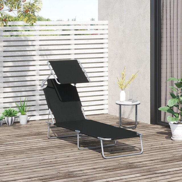 Reclining Sun Lounger Chair Folding Recliner Garden Adjustable Patio