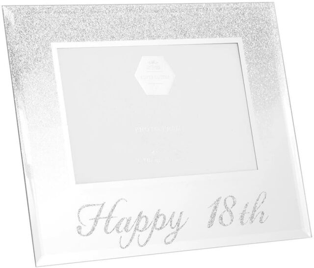 Happy 18th Silver Glitter Birthday Photo Frame Gift
