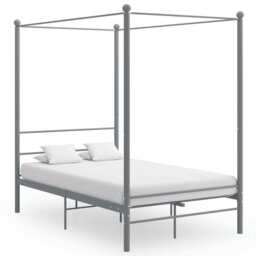 Canopy Bed Frame Grey Metal 120x200 Cm Vidaxl