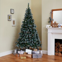 Habitat 7ft Pre Lit Blue Oscar Pine Cone Christmas Tree - Green
