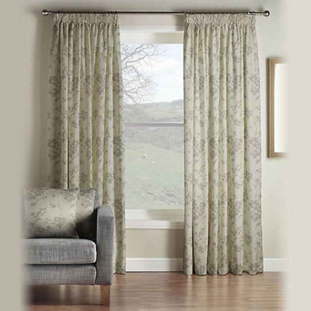 "Montgomery Pewter Velddrif Lined Pencil Pleat Curtains 66"" X 72"" Rrp"