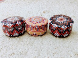 Set Of Three Handmade Scented Wax Candles In Pretty Container Home