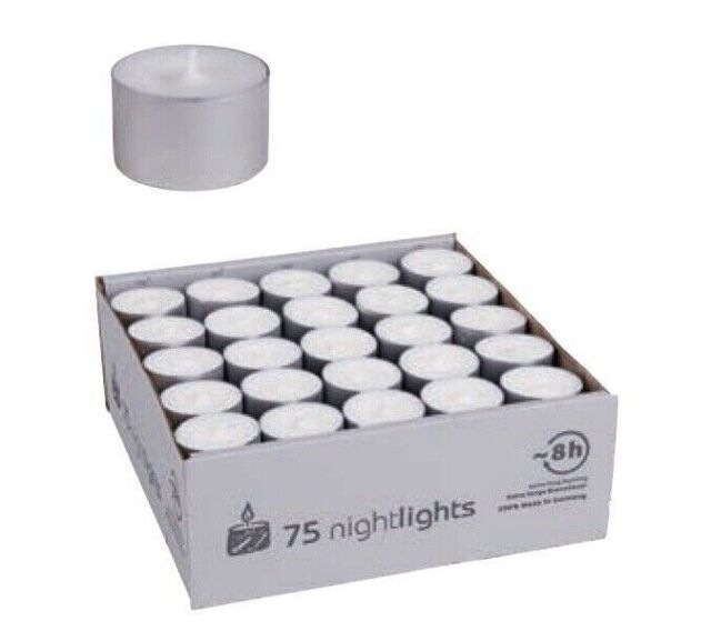 150 Silver Cup Tealights Candles - 2 Boxes Of 75 Long Burn 8 Hours Tea