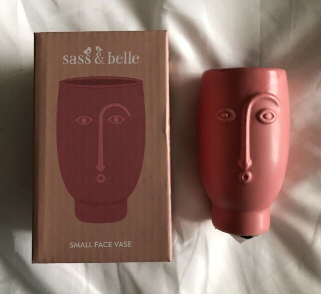 Sass & Belle - Dark Pink Abstract Mini Face Flower Vase