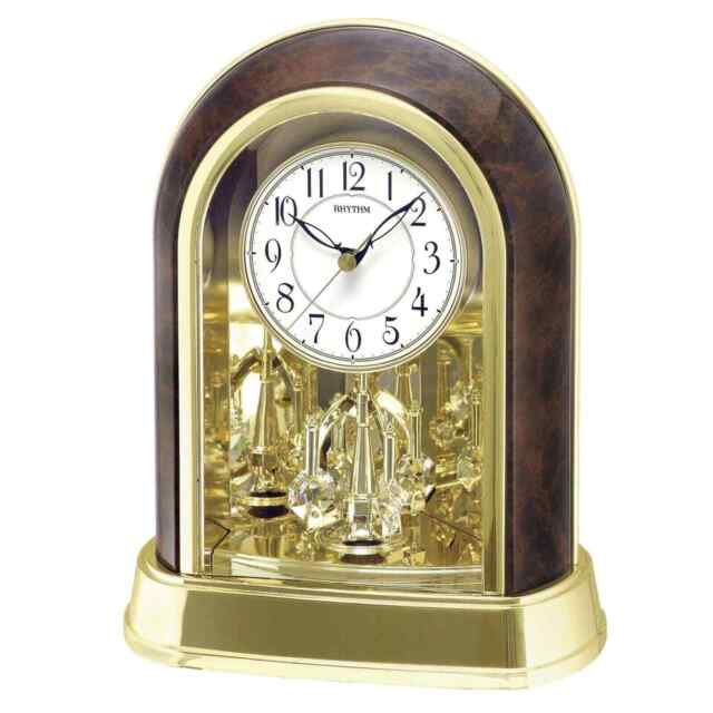 Rhythm Gold Arch Wood Effect Mantel Clock 4sg696wt23