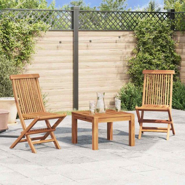 Folding Teak Wood Outdoor Garden Chairs 4pc Warm Finish 47x60x89cm