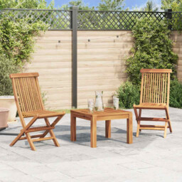 Folding Teak Wood Outdoor Garden Chairs 4pc Warm Finish 47x60x89cm