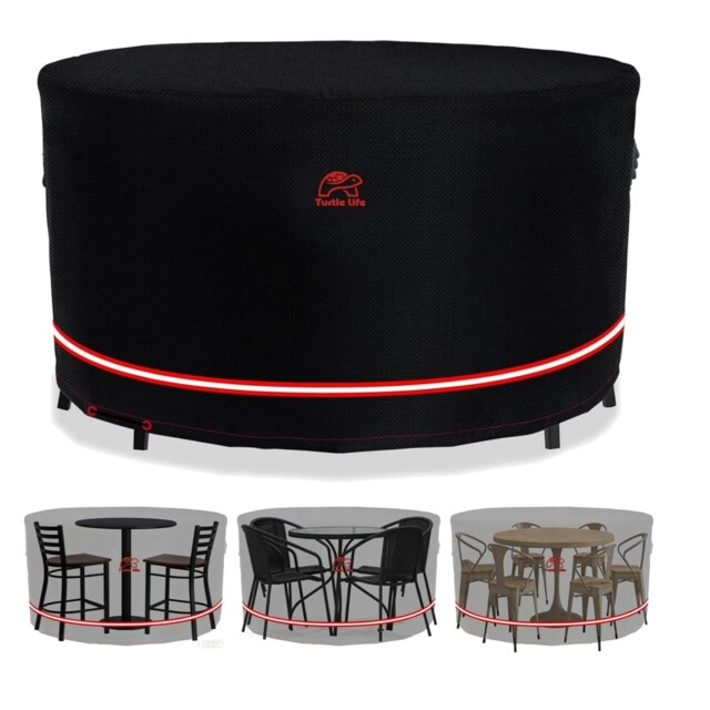 Garden Round Table Cover Waterproof Uv-resistant 250cm Black