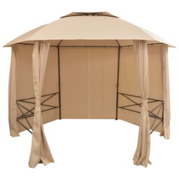 Hexagonal Garden Marquee With Curtains 360x265cm Gazebo Party Pavilion