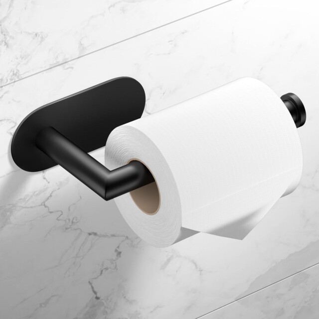 Toilet Roll Holder Self Adhesive Matte Black 304 Stainless Steel Stick