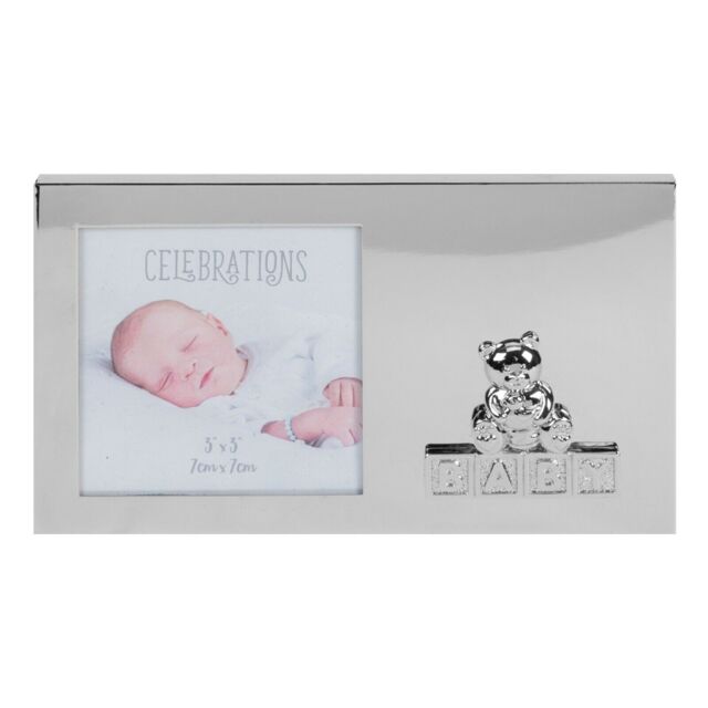 "3""x 3"" Teddy Bear Baby Small Photo Frame - Christening Baby Gift"