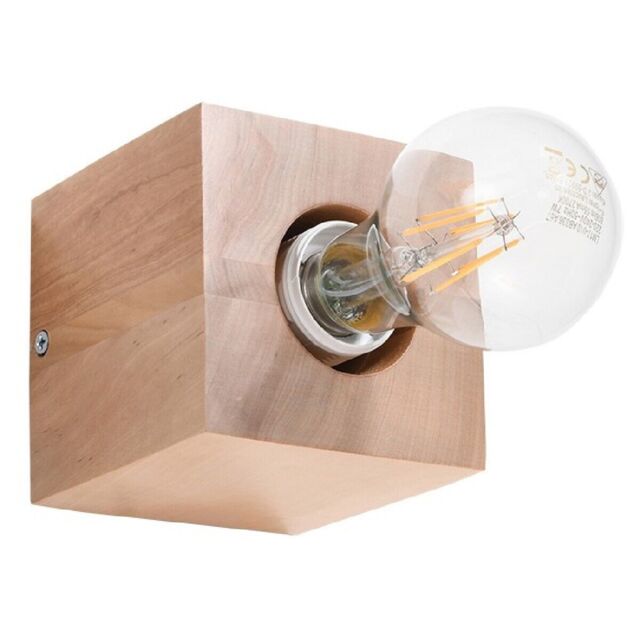 Indoor Wall Lamp Ariz Wood Natural Wood E27 Led Sollux Lighting