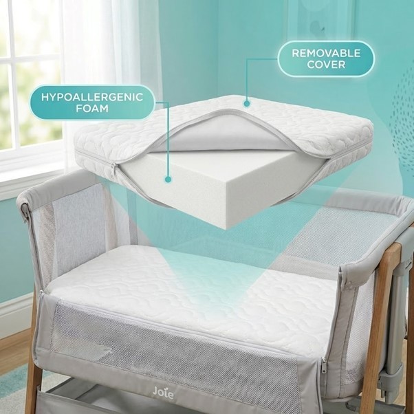 Deluxe Joie Roomie Glide Crib Mattress Breathable Quilted Foam