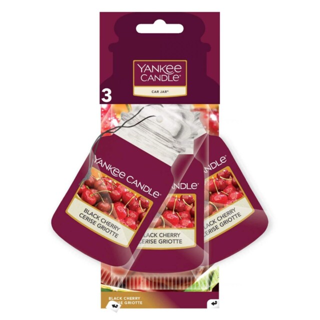 Yankee Candle Black Cherry Car Jar Air Freshener (pack Of 3)