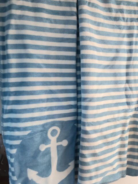 Brand Ibena Jacquard Blanket, 150 X 200cm Blue & White Stripe Nautical