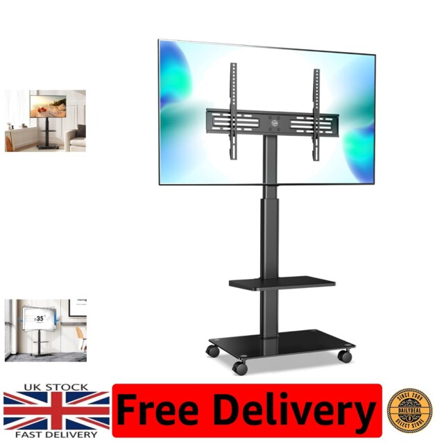 Portable Mobile Tv Stand With Removable Shelf For 32-60 Inch Tvs -