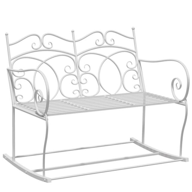 Rocking Chair Patio Bench Armrest Metal Outdoor Park Decorative