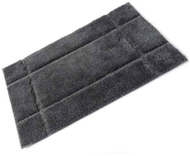 Orla Grey Slate Full Rubber Backed Microfibre Single Bath Mat 50cm X
