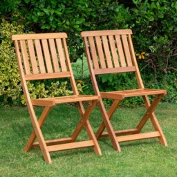 Set Of 2 Bowness Outdoor Garden Patio Wooden Folding Chairs