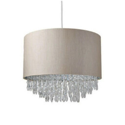 Light Shade Beaded Drum Droplet Chandelier Shiny Ceiling Pendant Mink