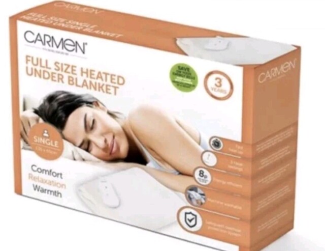 Carmen Heated 40w 3heat Setting Heated Under Blanket Overheat