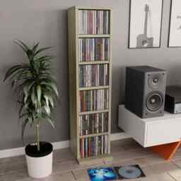 Cd Cabinet Sonoma Oak 21x20x88 Cm Engineered Wood Vidaxl