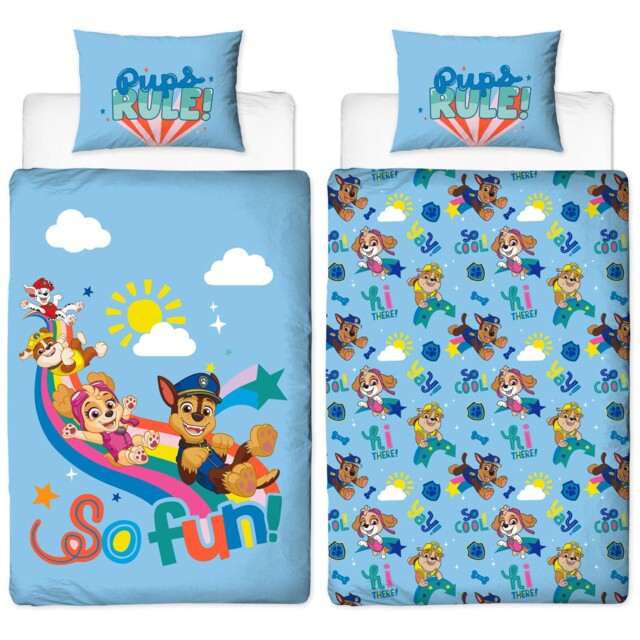 Paw Patrol Single Duvet Cover Set Children's Bedding So Fun Rainbow