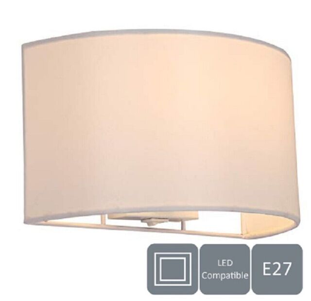 Harper Living Wall Light, Switch, Semi-circle Shape, White Fabric