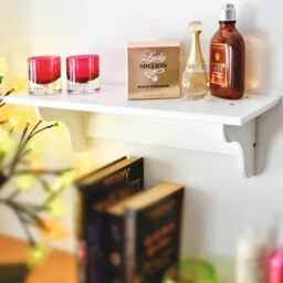 Wooden Book Shelf Wall Mountable Bookshelf 46x16.5x14.5cm White