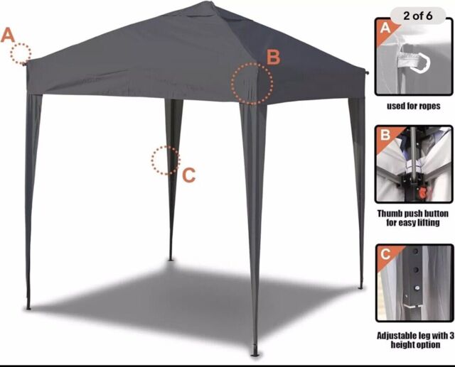 3 X 3m Outdoor Garden Marquee Pop Up Gazebo - Grey Frame & Roof Top