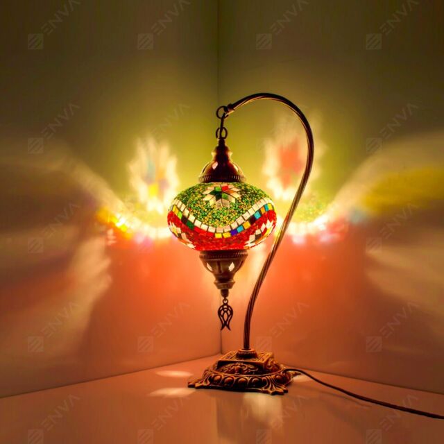 Turkish Moroccan Mosaic Multicolour Tiffany Table Desk Light Lamp