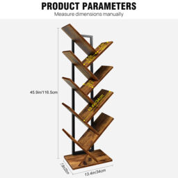9 Tier Bookshelf Tree Bookcase Floor Standing Wooden Shelves Storage