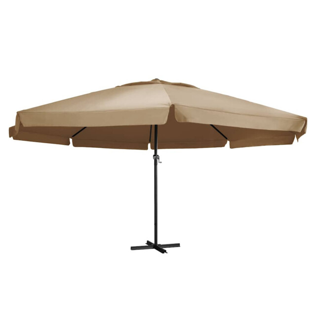 Garden Parasol 600cm Taupe Polyester Canopy Aluminium 58mm Pole Crank