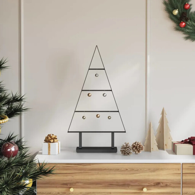 Metal Christmas Tree With Stand Black 60 Cm Steel Vidaxl