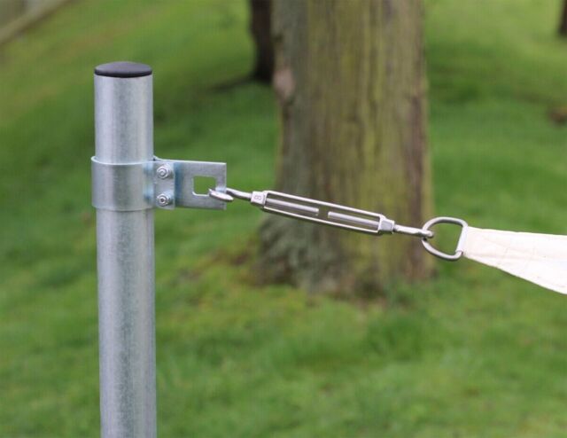 3m Sail Shade Pole With Eyebolt Fixing Kit Metal Galvanised Steel 48mm