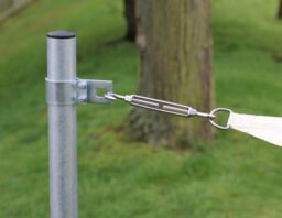 3m Sail Shade Pole With Eyebolt Fixing Kit Metal Galvanised Steel 48mm