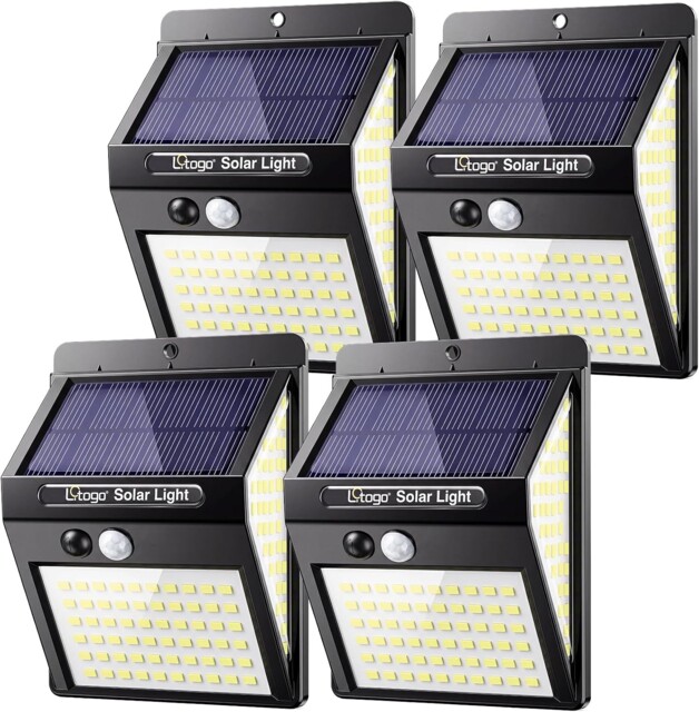 4 Pack Solar Security Lights Outdoor 140 Led Wall Lights 270° Motion