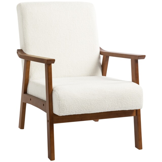 Homcom Boucle Accent Chair Armchair W/ Wide Seat For Living Room