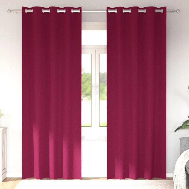 Curtains With Curtains 2 Pcs Wine Red Polyester Vidaxl
