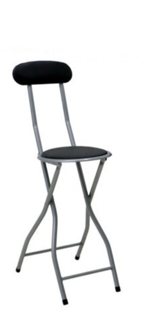 Set Of 2 Black Padded Folding High Chair Breakfast Kitchen Bar Stool