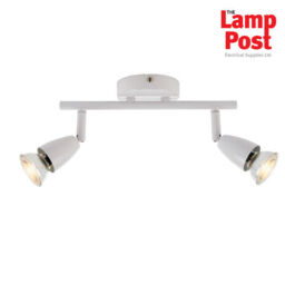 Saxby 43282 Amalfi 2 Light Twin Spotlight Bar Ceiling Mounted - White