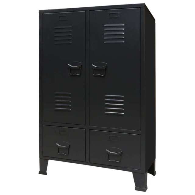Wardrobe Metal Industrial Style 67x35x107 Cm Black Vidaxl