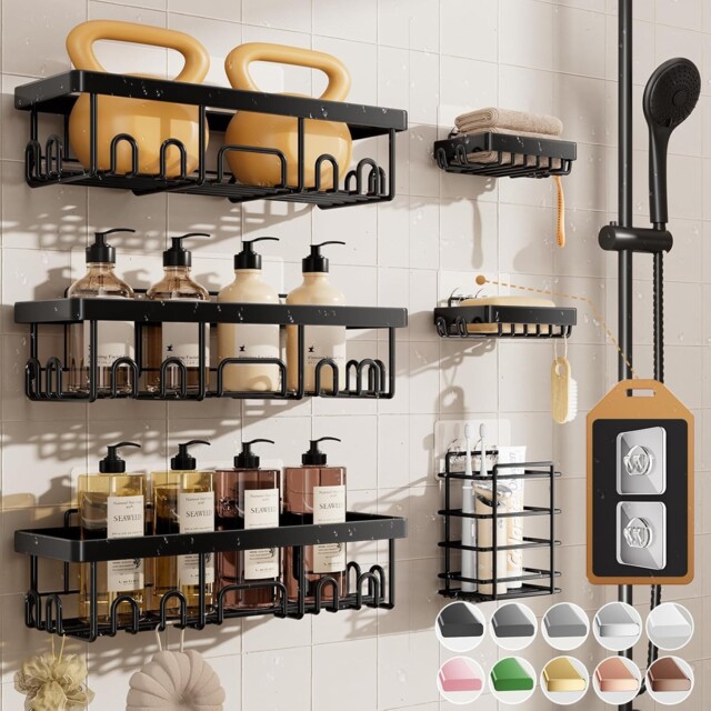 Veken Shower Caddy 6-pack, Bathroom Organizers And Storage Shelves,