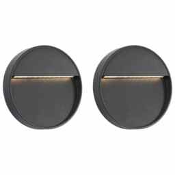 2x Outdoor Led Wall Lights 3w Black Round Garden Patio Lighting Lamp