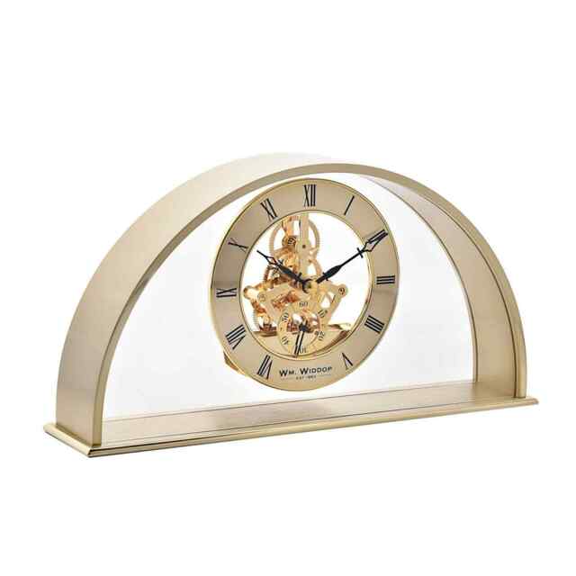 Widdop Gold Arch Skeleton Movement Mantel Clock W2029g