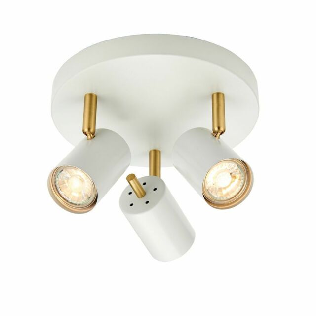 Endon Gull 3x3.5w Led Gu10 Ceiling Plate Spotlight Matt White Brushed