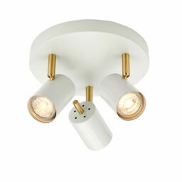 Endon Gull 3x3.5w Led Gu10 Ceiling Plate Spotlight Matt White Brushed