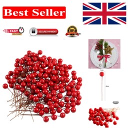 Shiny Red 150-specimen Artificial Holly Berries For Holiday